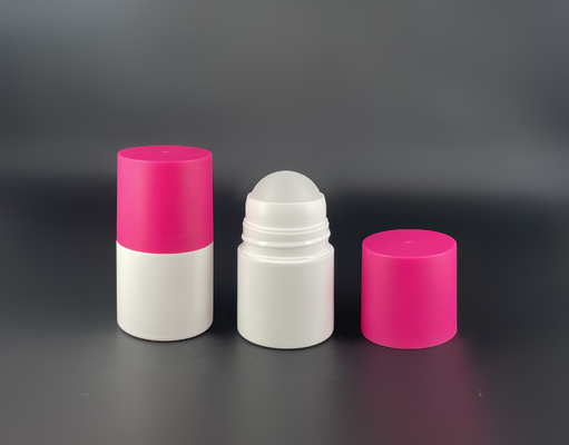 Pink Color 50ml Plastic PP Empty Roll On Bottle Silkscreen Printing