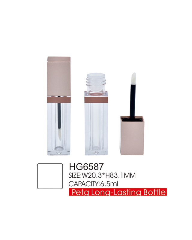 6.5ml Square Empty Lip Gloss Bottle PETG Lip Glaze Bottle Cap with Brush