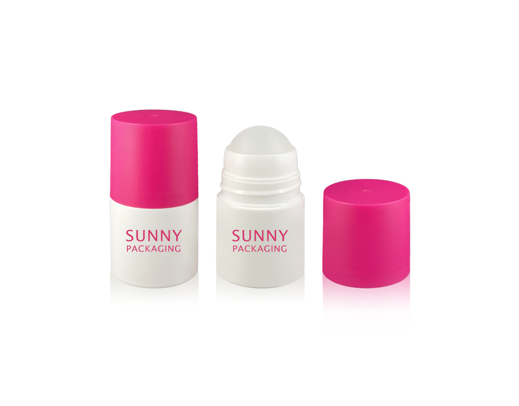 Pink Color 50ml Plastic PP Empty Roll On Bottle Silkscreen Printing
